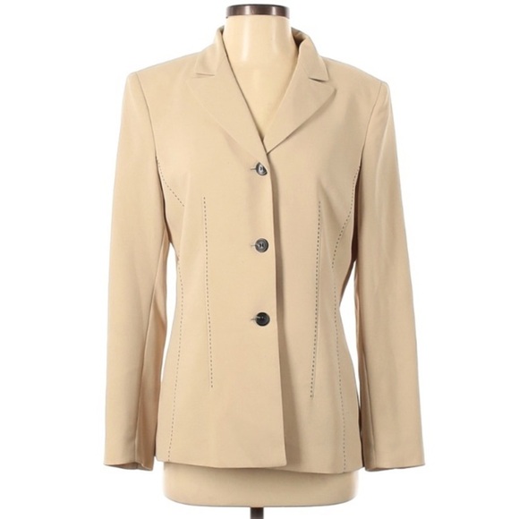 Le Suit Cream Stitch Blazer Jacket professional career women’s size 8 modern - Picture 1 of 5